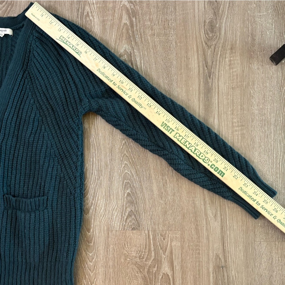Women’s Madewell Merino Wool Sweater Cardigan Teal Zipper Academia Preppy XS - Picture 5 of 8